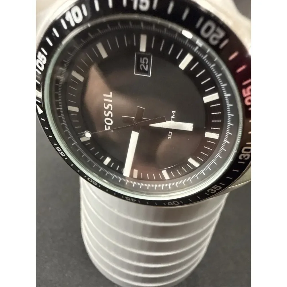 Men’s Fossil Watch AM-4835 New Battery 42mm Case 7.25” Band Black Dial (G5)